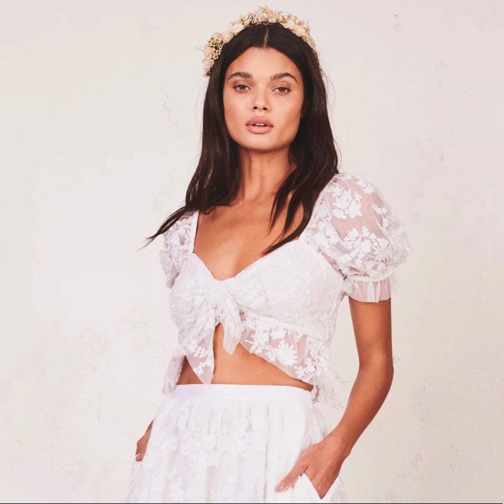 BNWT! LoveShackFancy Exclusive Hand Embroidered Bridal Top! 🕊🤍